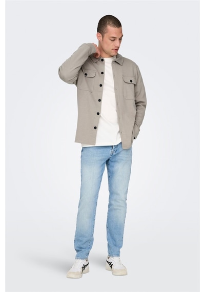 Only & Sons Normal Açık Füme Düz Erkek Gömlek Onsnewkodyl Overshırt Sweat Noos