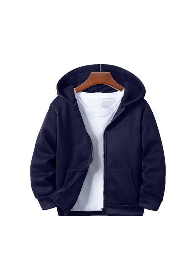 Ahengim Kız - Erkek Çocuk Basic Fermuarlı Kalın 3 İplik Kışlık Okul Sweat Ak1815 Lacivert