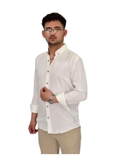 Erkek Spor Silim Fit Uzun Kol Gömlek G5019 Bgl-st04493 Ekru
