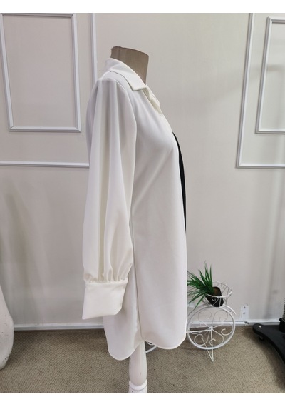 Bhrwear Kadın Uzun Kollu Yakalı Kemersiz Ithal Krep Uzun Gömlek Bluz Renkli