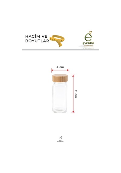 Bambu Görünüm Kapaklı Cam Baharatlık Seti Etiketli Delikli Kapaklı Baharat Kavanozu Organizer Beyaz