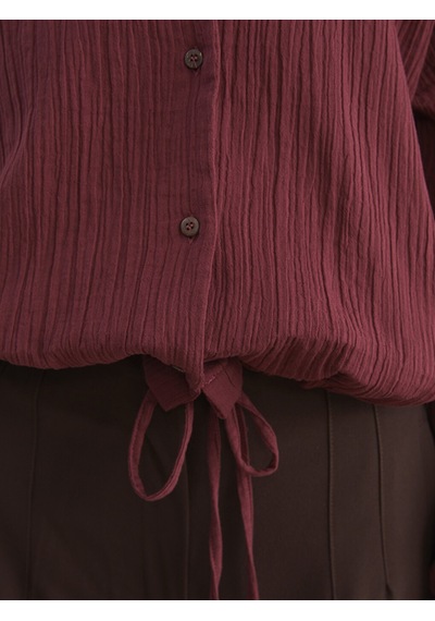 Lcw Vision Bordo Oversize Müslin Kadın Gömlek