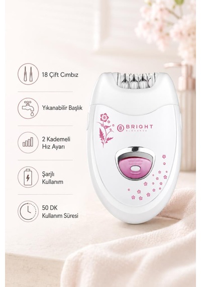 Bright Elegance Be-1196 Kablolu / Kablosuz Şarjlı 2 Kademe 18 Çift Cımbız Epilasyon Aleti