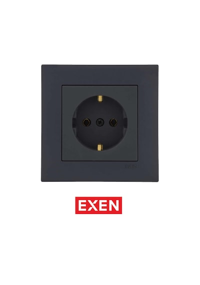 Exen Füme Topraklı Priz Mekanizma+çerçeve 10 Adet Prizler