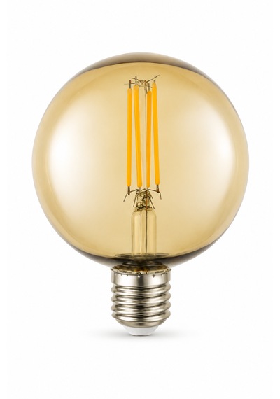 Rustik Led Kırılmaz Ampul G95 Glop E27 4w 2700k Sıcak Işık Gold Filament Dekoratif Dimmerli Tekli