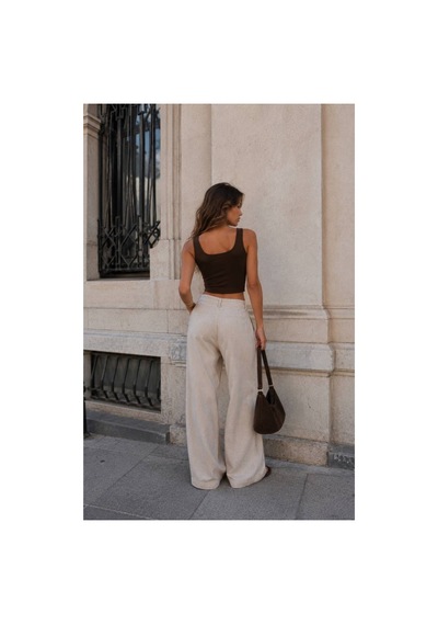 Trendol Fashion Life İkili Set Ribana Kumaş Crop Atlet Body Sarı,kahve Sarı,kahve