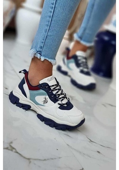 U.s. Polo Assn. Tracky Memory Foam Kadın Sneakers Ayakkabı 867800000740 231 Beyaz-mavi Beyaz-mavi