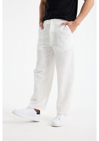 Eseclass Pilili Baggy Jogger Erkek Pantolon Beyaz Beyaz