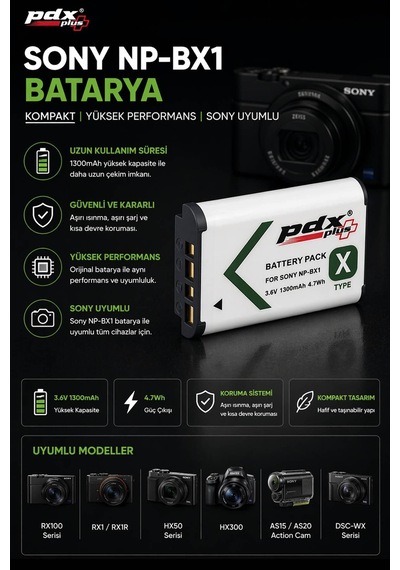 Pdx Sony Np-bx1 Batarya Kompakt Sony Uyumlu