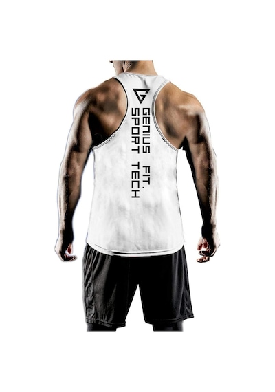 Genius Store Erkek Dry Fit Y-back Gym Fitness Sporcu Atleti Genıus-fıt Beyaz