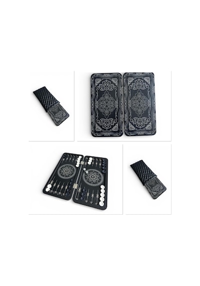 2026 Tavla Mini Mobil Seyahat Katlanır Çanta Portatif Kamp Piknik Kafe Tavla Seti 24 X 12 Cm Siyah