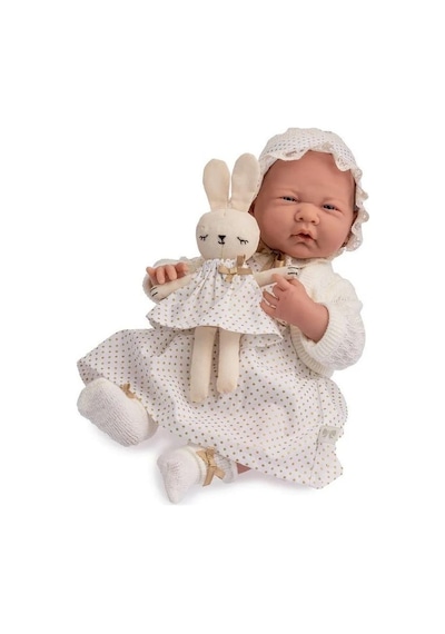 Berenguer Gerçekçi Yenidoğan Oyuncak Kız Bebek 39 Cm - Beyaz Hırka Ve Tavşanlı