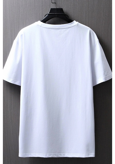 Erkek Ny Baskılı Oversize Tshirt Beyaz