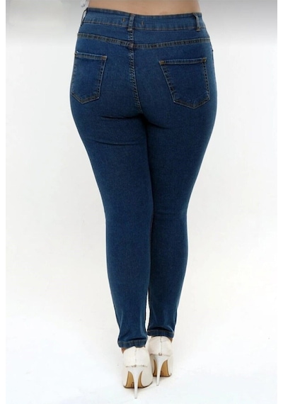 2039 Kadın Likralı Slim Fit Büyük Beden Jeans Kot Denim Pantolon Koyu Mavi 2039 Kadın Likralı Slim Fit Büyük Beden Jeans Kot Denim Pantolon Koyu Mavi