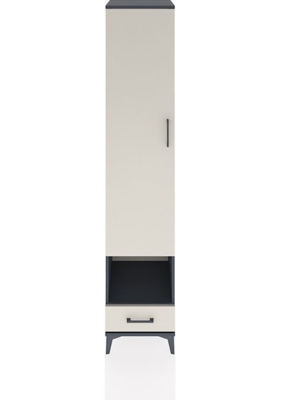 Hyperion Dolap 6 Raflı Tek Çekmeceli Tek Kapaklı 44x44x221 Antrasit-aytaşı Antrasit