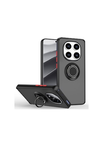 Adige Xiaomi Redmi Note 14 Pro 4g Uyumlu Kılıf Montreal Yüzüklü Standlı Arkası Buğulu Siyah