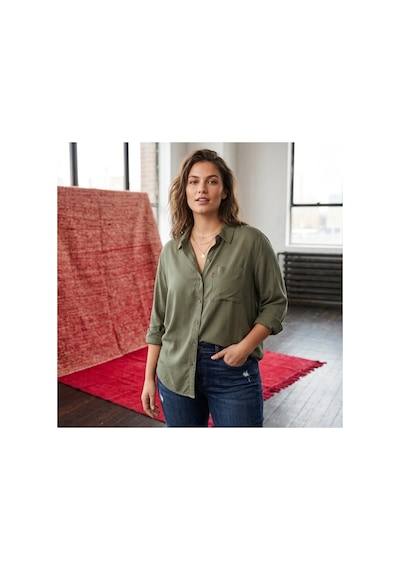 Levi's Kadın Uzun Kol Gömlek Nefes Alan Visko Kumaş --yeşil-- Haki