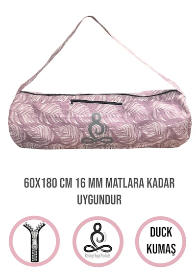 Mat Taşıma Çantası Yoga Fitness Silindir Antrenman Çantası + 2 Adet Mat Toplama Lastiği Lila - Mor