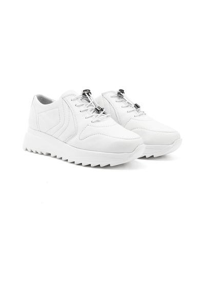 Gönderi(R) Gönderi R Beyaz Antik Bağcıklı Dolgu Taban Hakiki Deri Sneaker Beyaz