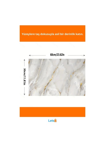Vinil Beyaz Mermer Desenli Su Geçirmez Alüminyum Plastik Duvar Sticker Çok Renkli