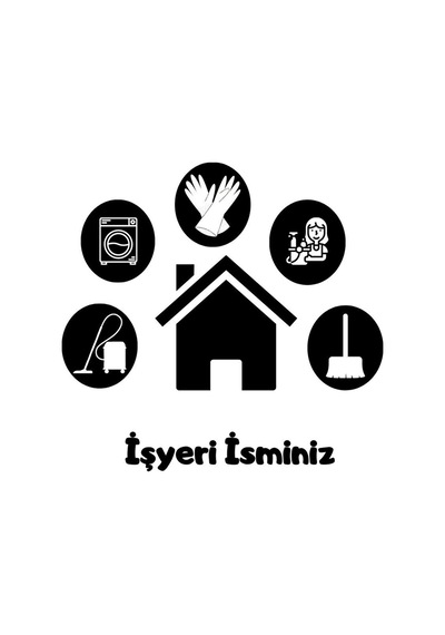 Temizlik Işyeri Camı Set Sticker Özel Işyeri Ismi Reklam Tanıtım Siyah