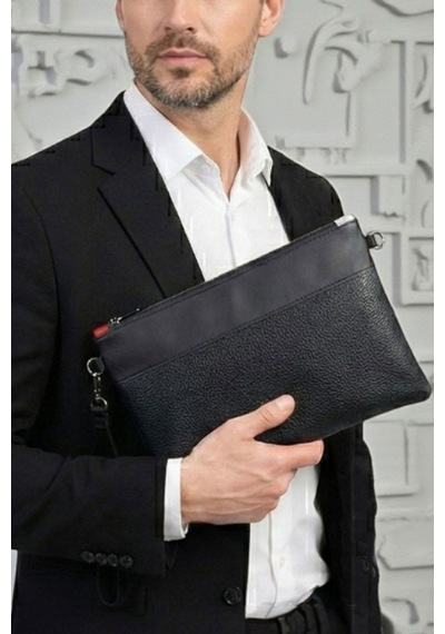 Lederax Suni Deri Clutch Çanta Portföy Çanta Ld629 Siyah