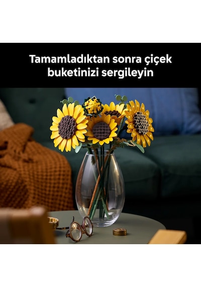 LEGO® Botanicals Ayçiçeği Buketi 11502 - Yetişkinler için 6 Ayçiçeği İçeren Dekoratif Model Yapım Seti (686 Parça)