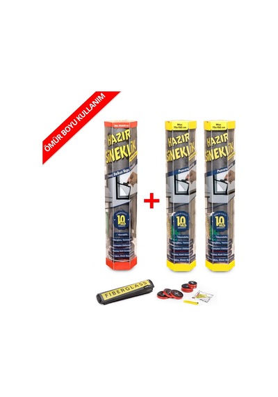 Hazır Sineklik 2 Pencere + 1 Kapı | 3 Lü Paket