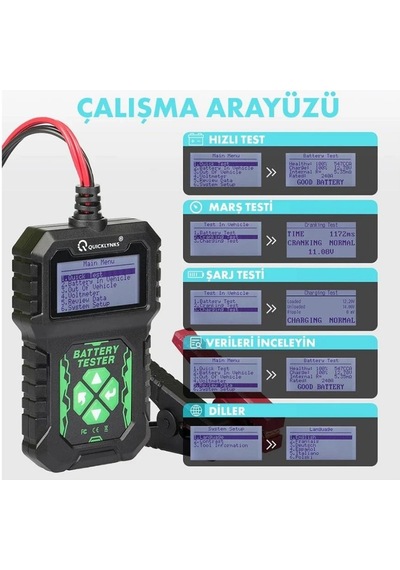 8v-30v Akü Test Cihazı Dijital 100 En-2000 En 30 Ah-220 Ah Kurşun Asit-agm-gel Jel Efb