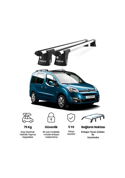 Trio-ı Citroen Berlingo 2008 Ve Sonrası Uyumlu Kilitli Ara Atkı 135cm Port Bagaj Tavan Barı