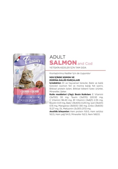 Plaisir 100Gr Pouch Somon&amp;Morinalı Yaş Kedi Maması