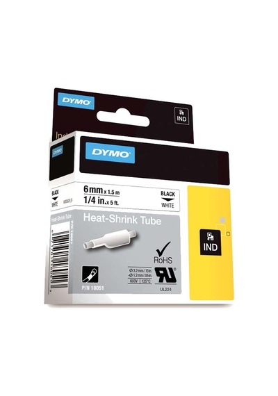 Dymo Rhinopro Isıyla Küçülen Şerit 6 Mmx1,5 M Beyaz/siyah 18051 Diğer