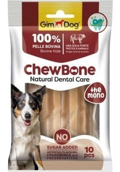 Gimdog Chew Bone Diş  Naturel Burgu Köpek Çiğneme Kemiği 80 G 10'lu