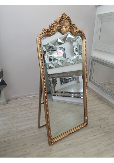 Ayna Denizi Princess Gold Model Altın Renk Dekoratif Ayaklı Boy Aynası Altın