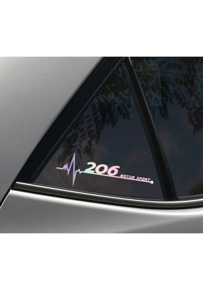 Peugeot 206 Yan Cam Sticker Oto Kapı 20 Cm X 7 Cm Renkli