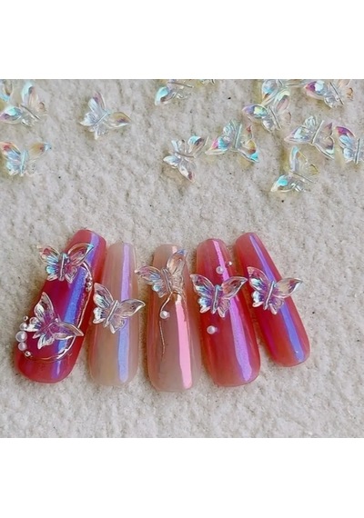 Charm Kelebek Kelebek Hologram 10'lu 3d Nail Art Metal Süsü