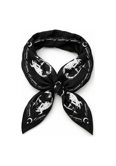 Herşeynota Atatürk Silüetli Siyah Pamuk Fular 52x52 Cm Bandana Okul, Etkinlik, Tören, Gösteri Çok Renkli
