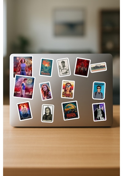 Stranger Things No 2 Dizi Telefon Laptop Bullet Journal Yapışkanlı Folyo Sticker Paketi 21 Adet Çok Renkli
