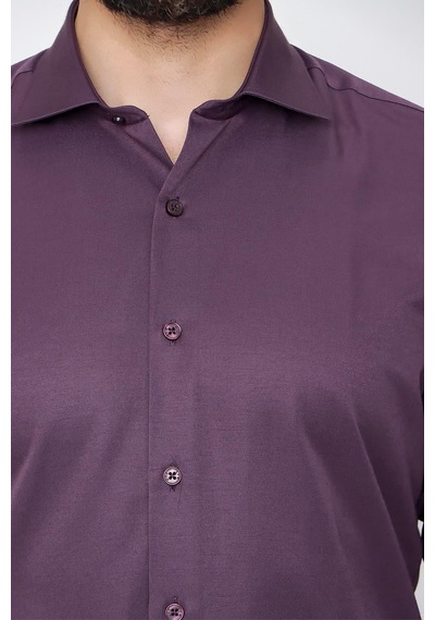 Efor Slim Fit Pamuk Saten Klasik Mor Gömlek Gk 604 Mor