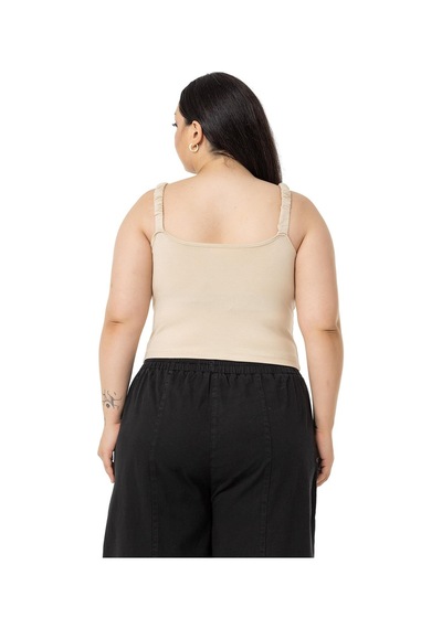 Disentis Büyük Beden Askıları Büzgülü Drapeli Crop Bej Rengi Body-bej Bej
