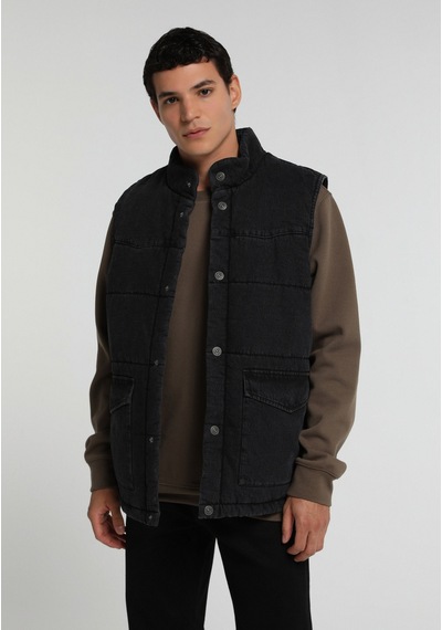 Colin's Colins Regular Fit Dik Yaka Çıtçıtlı Astarlı Erkek Black Denim Yelek Cl1082648 Q1.v1 Dn45136