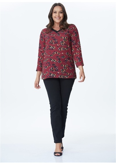Myline Kadın V Yaka Ribanalı Bluz 34174 Bordo