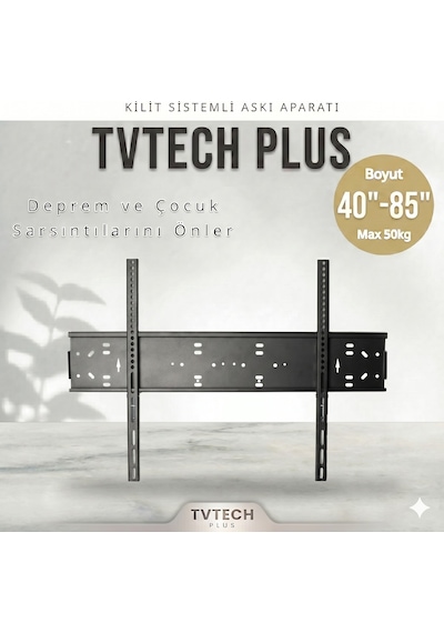 TvtechPlus I Tv Duvar Askı Aparatı I Deprem Ve Çocuk Kilitli Sistem