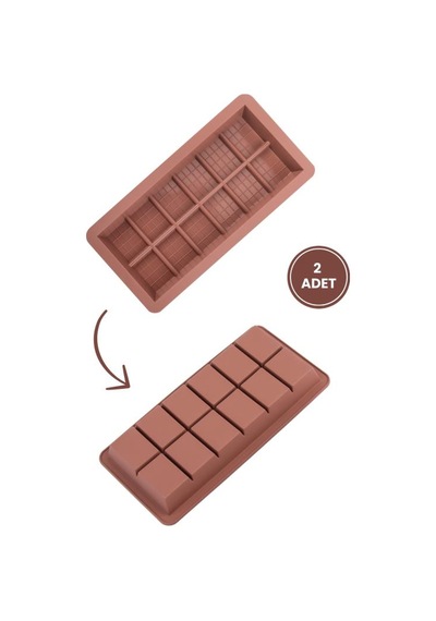 Dubai Çikolatası Kalıbı Silikon Çikolata Kalıbı 2 Adet 18x8x2 Cm Kahverengi
