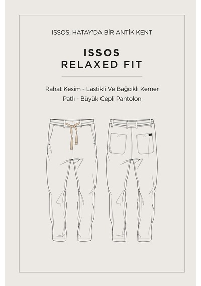 Avva Erkek Bej Beli Lastikli %100 Keten Relaxed Fit Pantolon B003032
