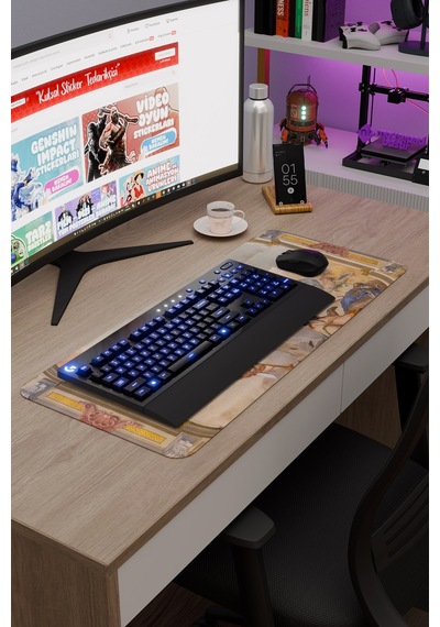 Ortaçağ Sanat Kaymaz Dikişli Kauçuk Oyuncu Mousepad V1 - 70x30 Xl Gaming Mouse Pad Fare Altlığı