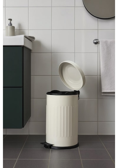 Vintage 16 Lt Yavaş Kapanır Kapaklı Ofis Mutfak Banyo Balkon Çöp Kovası Krem Krem