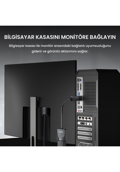 Veggieg Displayport Dp To Vga Full Hd 1080p 60hz Çevirici Dönüştürücü Adaptör