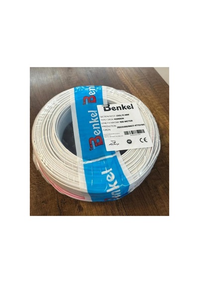 2 X 0.75 Kordon Kablo Cca Benkel Marka 100 Metre Beyaz