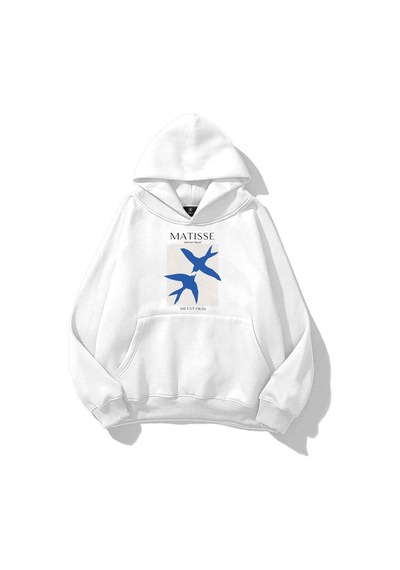 Tarzsokak Unisex Matisse Abstract Doves Sweatshirt Beyaz